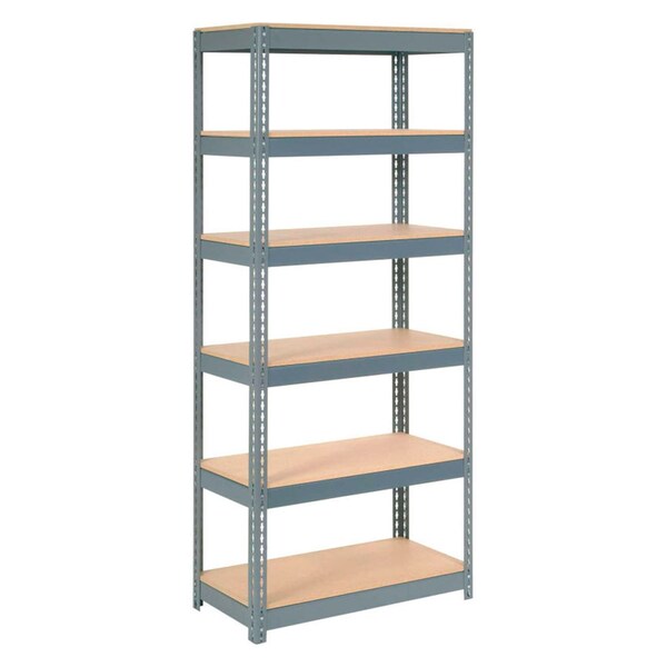 Extra Heavy Duty Shelving 36W x 12D x 60H With 6 Shelves, Wood Deck, Gry